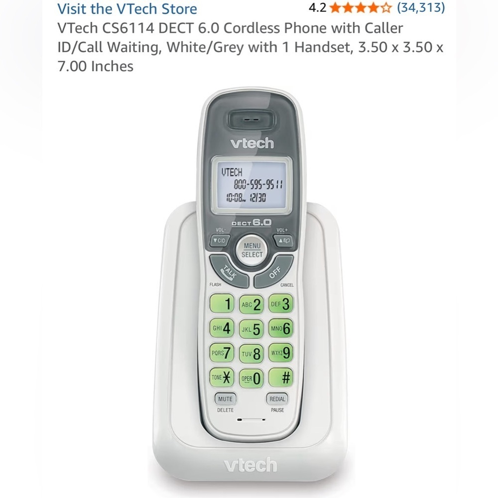 V tech 6.0 Cordless Phone 
With caller‎ ID & Call Waiting 
Light up display